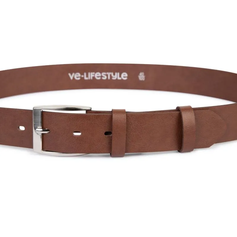 VE-Lifestyle Gürtel Theo Jeans Nuss Silber Hellbraun
